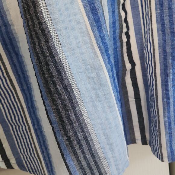 Roaman's Womens Multi-colored Striped V-neck Button Top Size 30W NWOT Seersucker - Picture 3 of 12